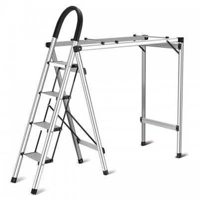 Household Foldable Portable Aluminum Alloy Step Ladder with Cloth Rack