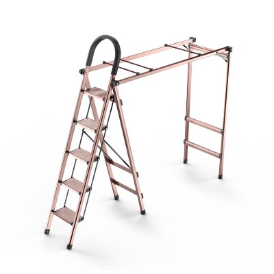 Household Portable Folding Aluminium Ladder 5 step with Clothes Rack